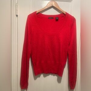 MODA International Red Silk Cashmere Scoop Neck Quiet Luxury Soft Sweater L